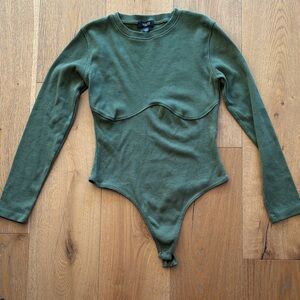 Missguided Olive Ribbed Top